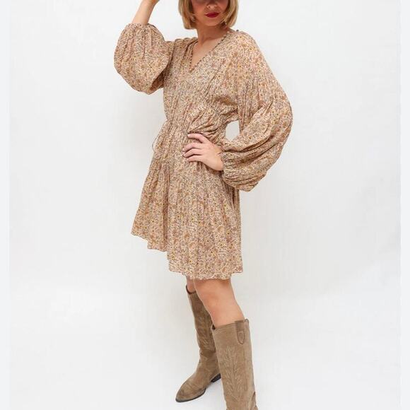 Doen Floral Mini Dress in Brown - Picture 2 of 12